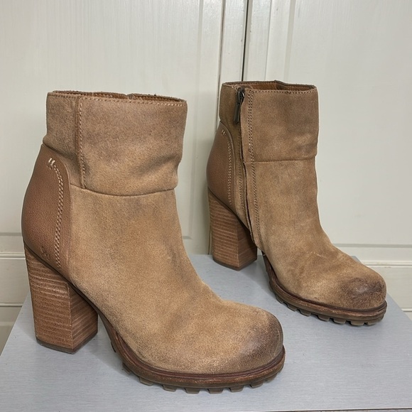 Sam Edelman Franklin Ankle Boot 4" Chunky Heel Rugged Brown Leather Women's 8M - Picture 2 of 11